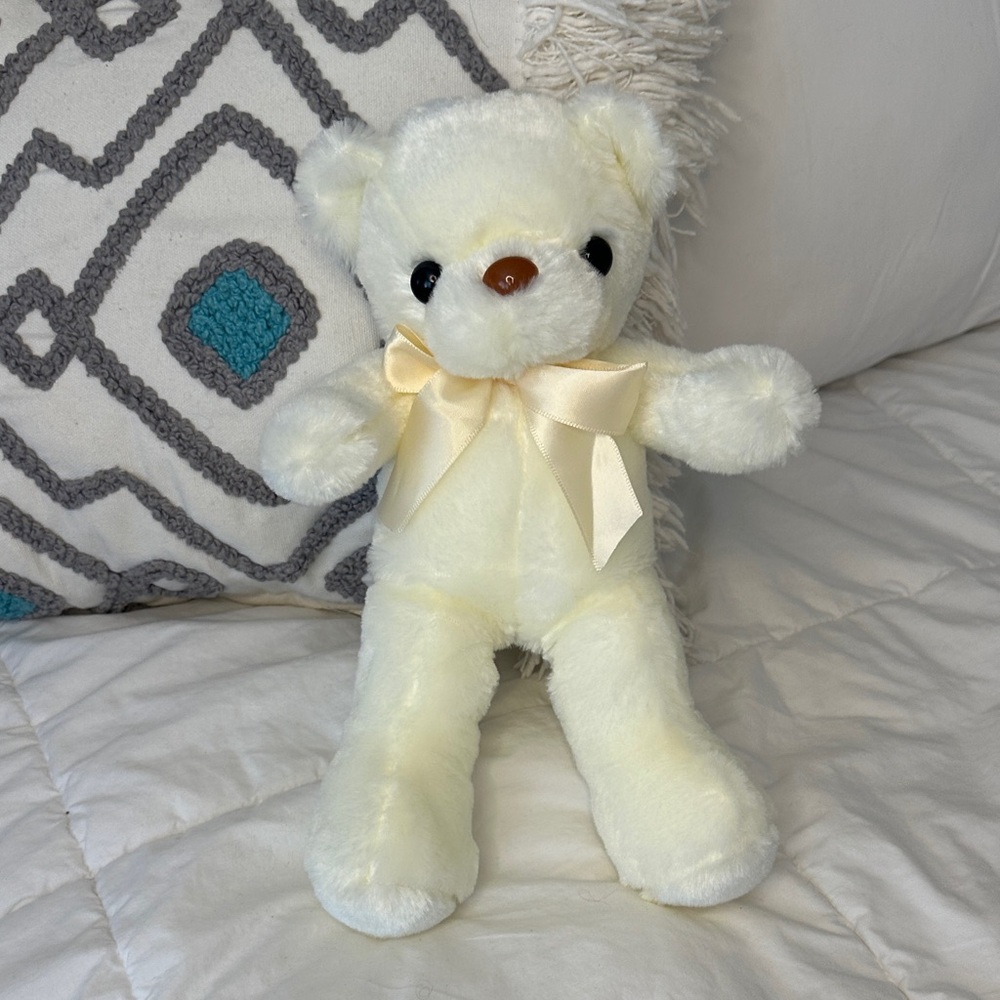 Cream Teddy Bear with Bow